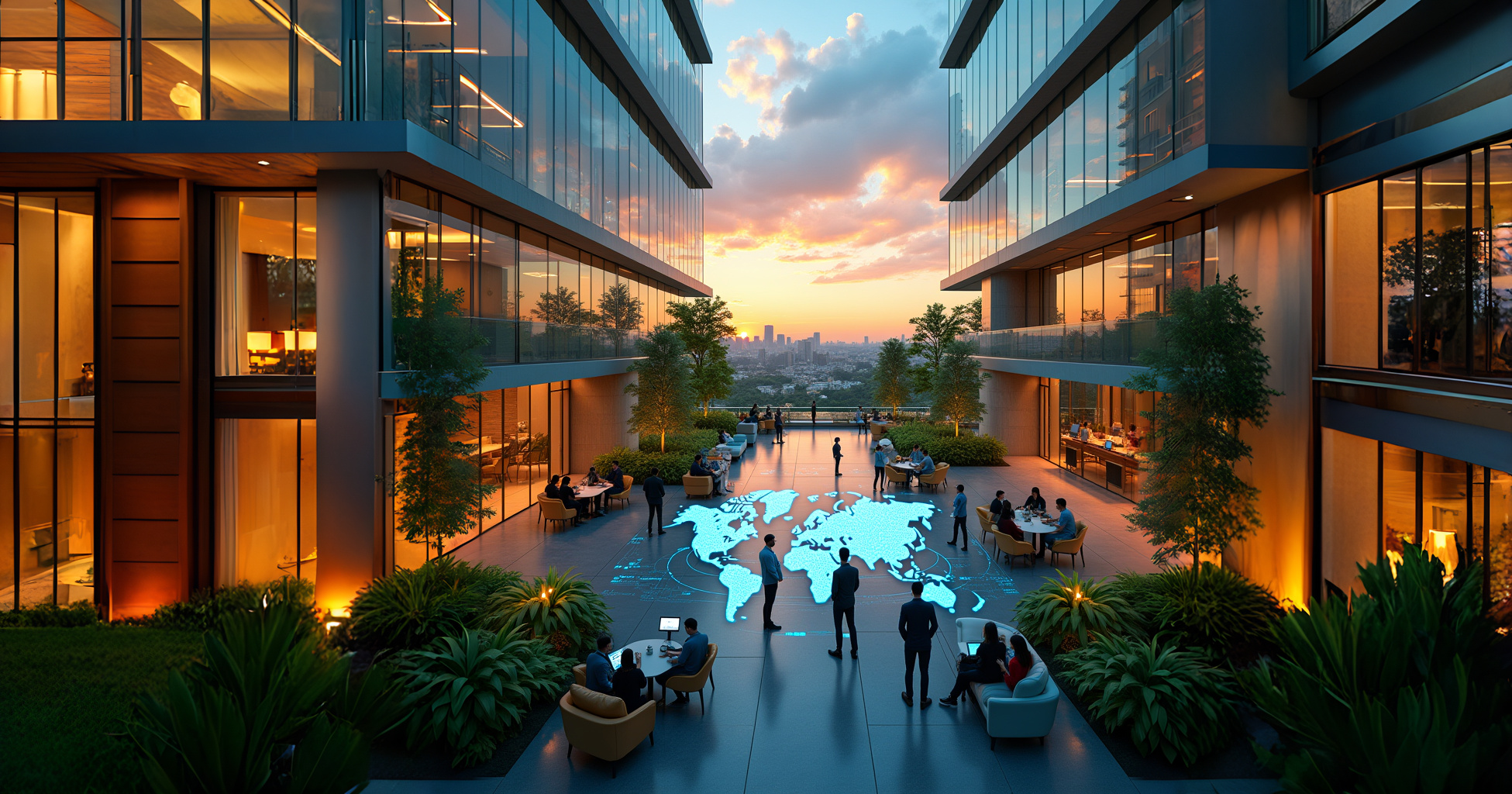 Global Technology Hub with Interactive World Map